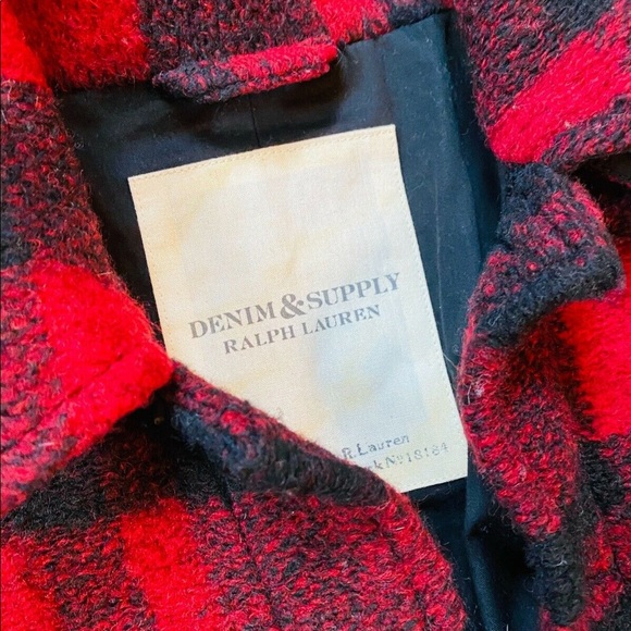 Ralph Lauren Denim Supply Men's Red Plaid Wool-blend  Buffalo Barn Jacket S/P - Picture 5 of 9